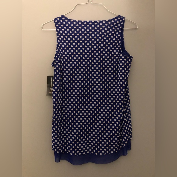 INC International Concepts Blue White Dot Oceans Tale Shirt Size Pet/Pet 0P New - Picture 7 of 8